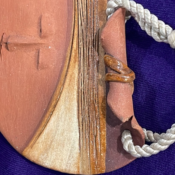 Handmade Clay Pottery Pendant Necklace Silvia Rivera 1985 - Picture 7 of 7